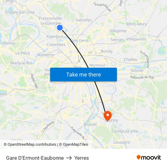 Gare D'Ermont-Eaubonne to Yerres map