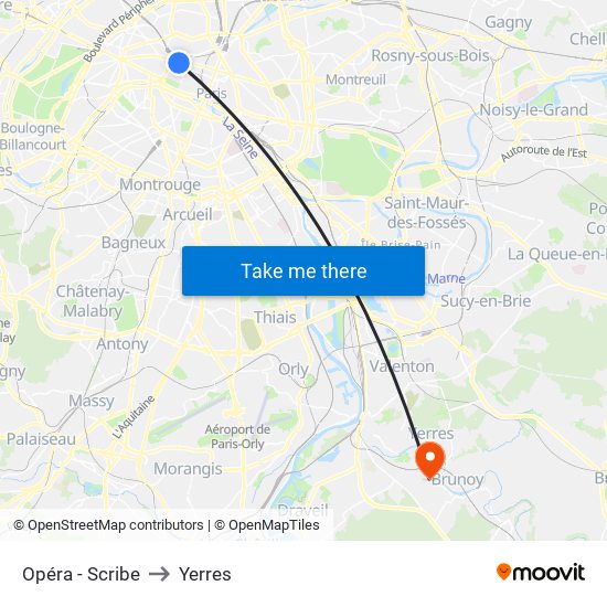 Opéra - Scribe to Yerres map