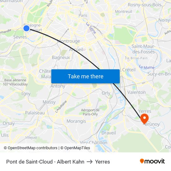 Pont de Saint-Cloud - Albert Kahn to Yerres map