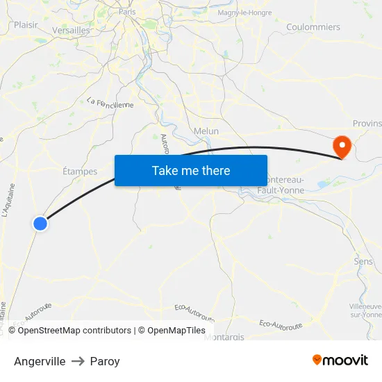 Angerville to Paroy map