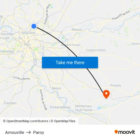 Arnouville to Paroy map