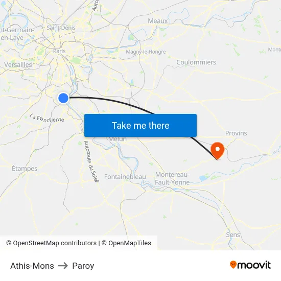 Athis-Mons to Paroy map