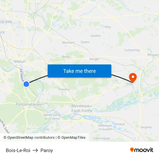 Bois-Le-Roi to Paroy map