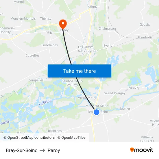 Bray-Sur-Seine to Paroy map