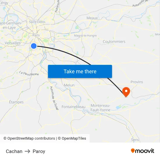 Cachan to Paroy map