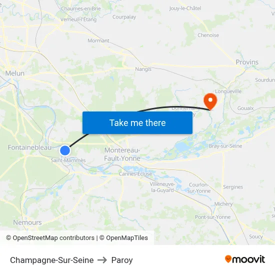 Champagne-Sur-Seine to Paroy map