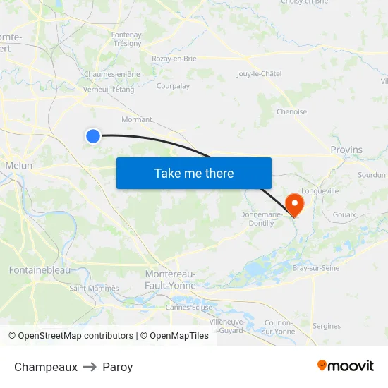 Champeaux to Paroy map