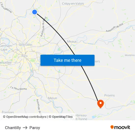 Chantilly to Paroy map