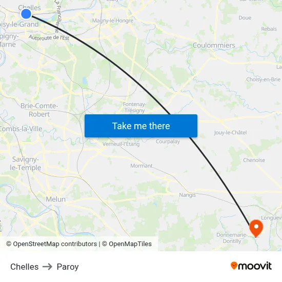 Chelles to Paroy map