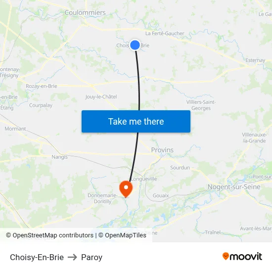 Choisy-En-Brie to Paroy map