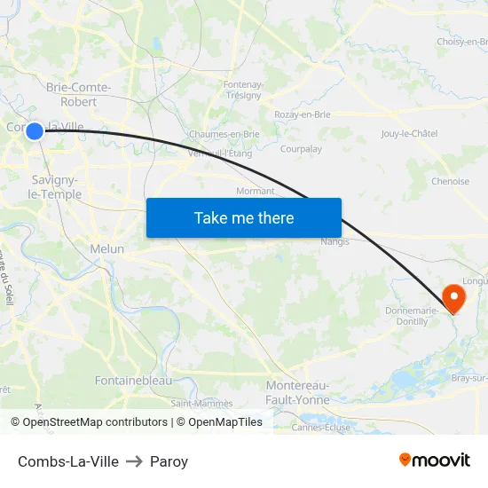 Combs-La-Ville to Paroy map
