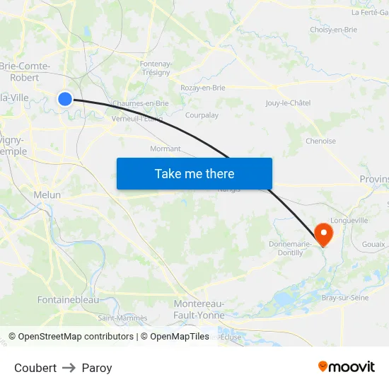 Coubert to Paroy map