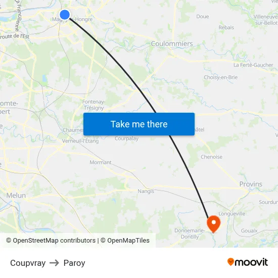 Coupvray to Paroy map