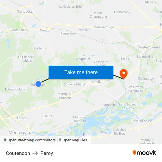 Coutencon to Paroy map