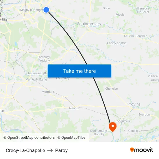 Crecy-La-Chapelle to Paroy map
