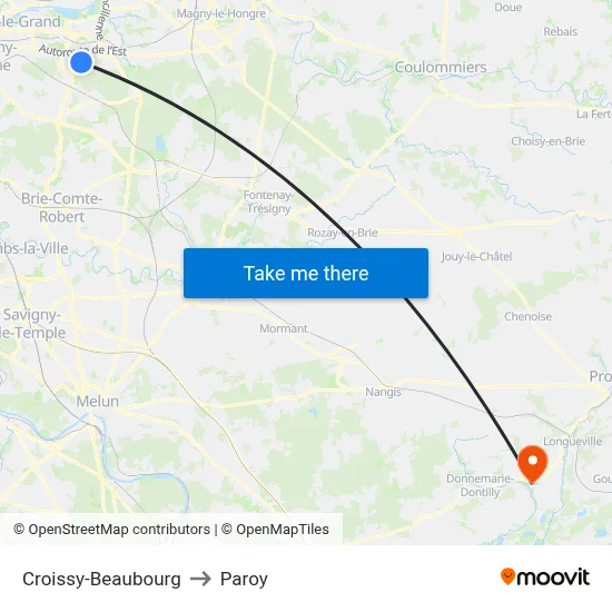Croissy-Beaubourg to Paroy map