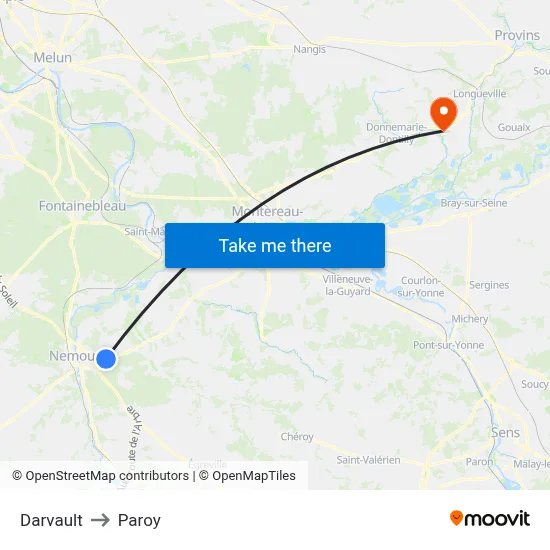 Darvault to Paroy map