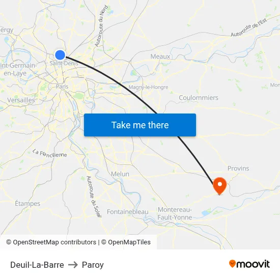 Deuil-La-Barre to Paroy map