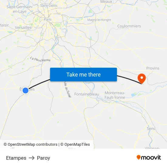 Etampes to Paroy map