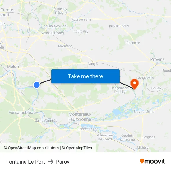 Fontaine-Le-Port to Paroy map