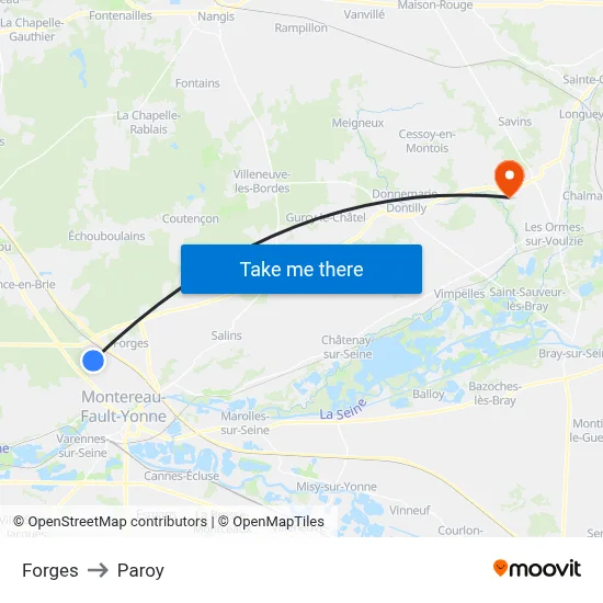Forges to Paroy map