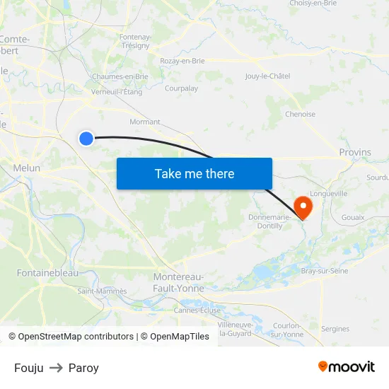 Fouju to Paroy map