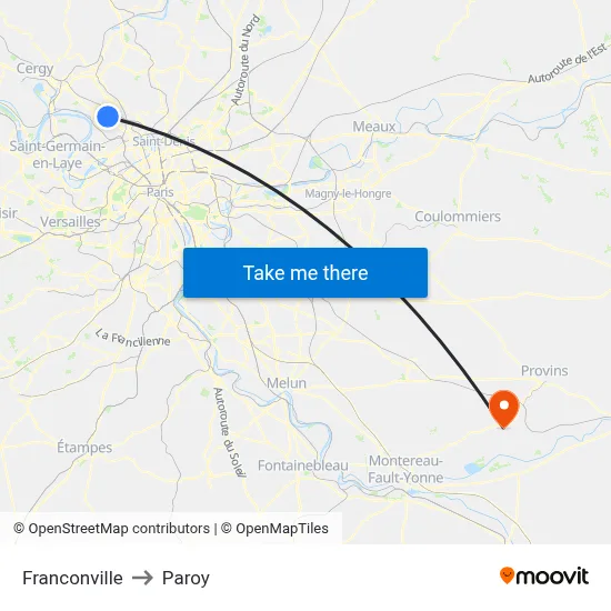 Franconville to Paroy map