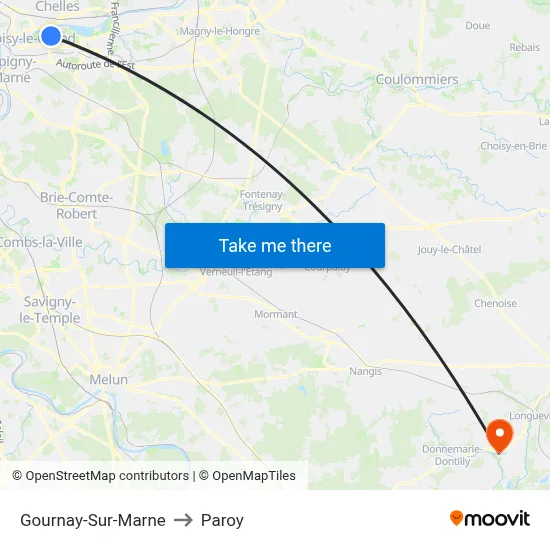 Gournay-Sur-Marne to Paroy map
