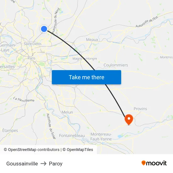 Goussainville to Paroy map