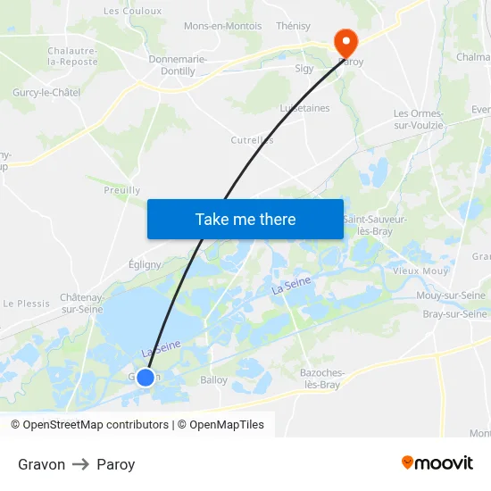 Gravon to Paroy map