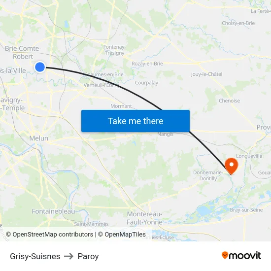 Grisy-Suisnes to Paroy map