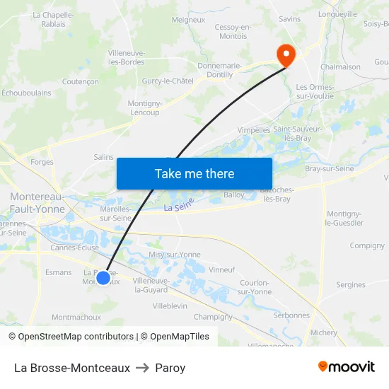 La Brosse-Montceaux to Paroy map