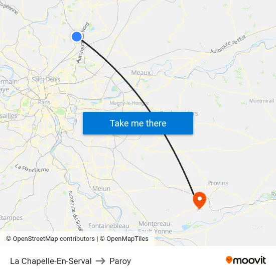 La Chapelle-En-Serval to Paroy map