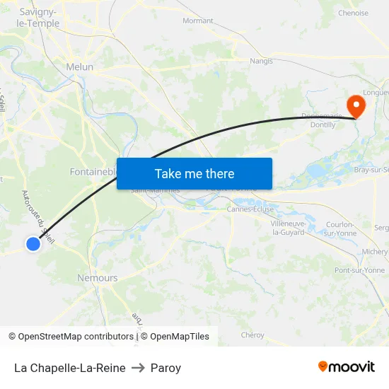 La Chapelle-La-Reine to Paroy map