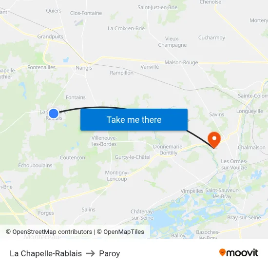 La Chapelle-Rablais to Paroy map