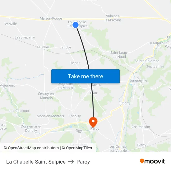 La Chapelle-Saint-Sulpice to Paroy map
