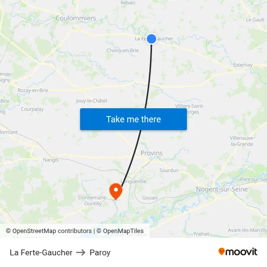 La Ferte-Gaucher to Paroy map