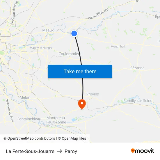 La Ferte-Sous-Jouarre to Paroy map