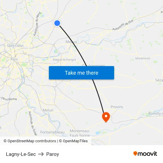 Lagny-Le-Sec to Paroy map