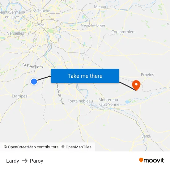 Lardy to Paroy map