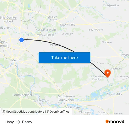 Lissy to Paroy map
