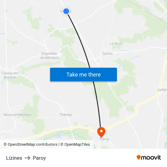 Lizines to Paroy map