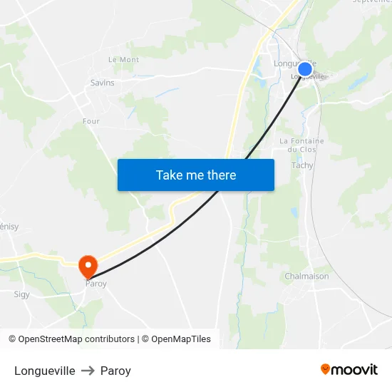 Longueville to Paroy map