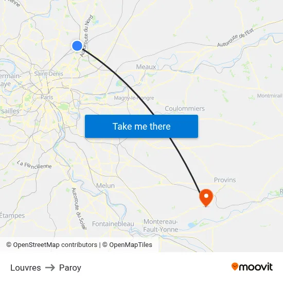 Louvres to Paroy map