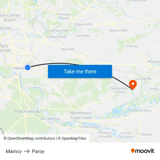 Maincy to Paroy map