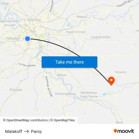 Malakoff to Paroy map