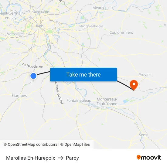 Marolles-En-Hurepoix to Paroy map