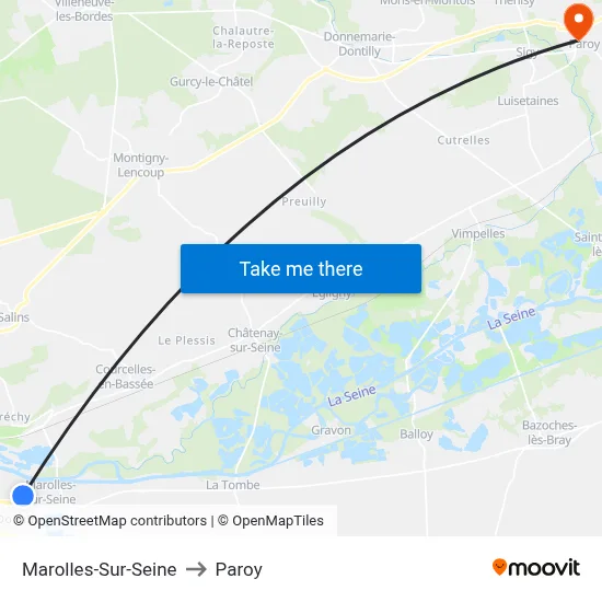 Marolles-Sur-Seine to Paroy map