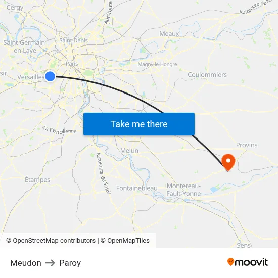 Meudon to Paroy map