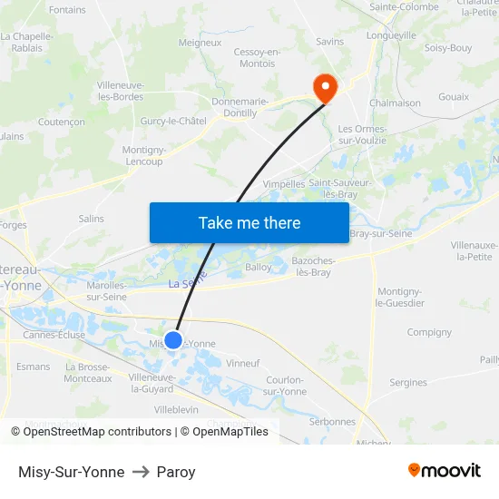 Misy-Sur-Yonne to Paroy map